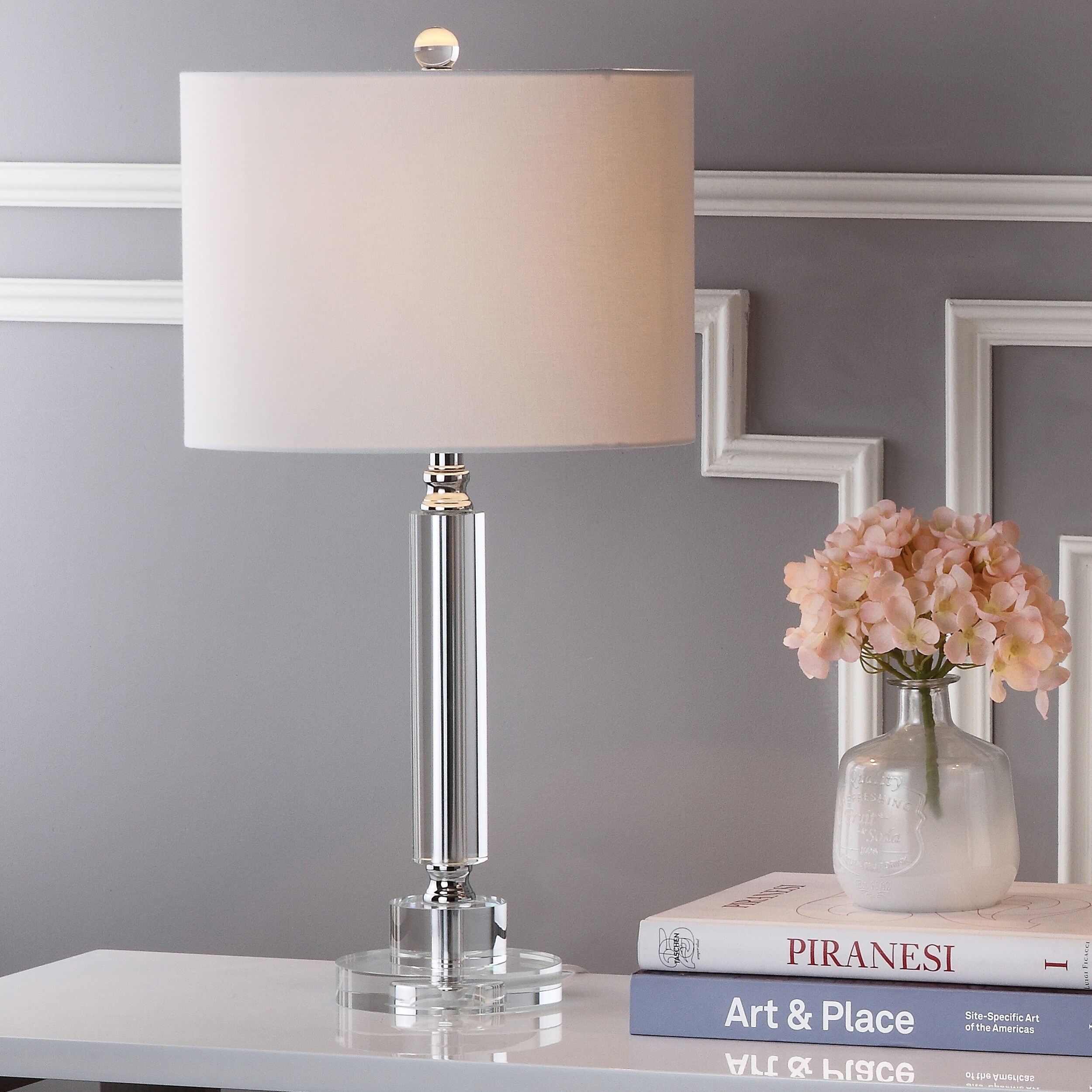 Safavieh Lighting 24 5 Inch Deco White Shade Column Crystal Table Safavieh Lighting 24 5 Inch Deco White Shade Column Crystal Table Lamp Set Of 2 Lit4117a Set2