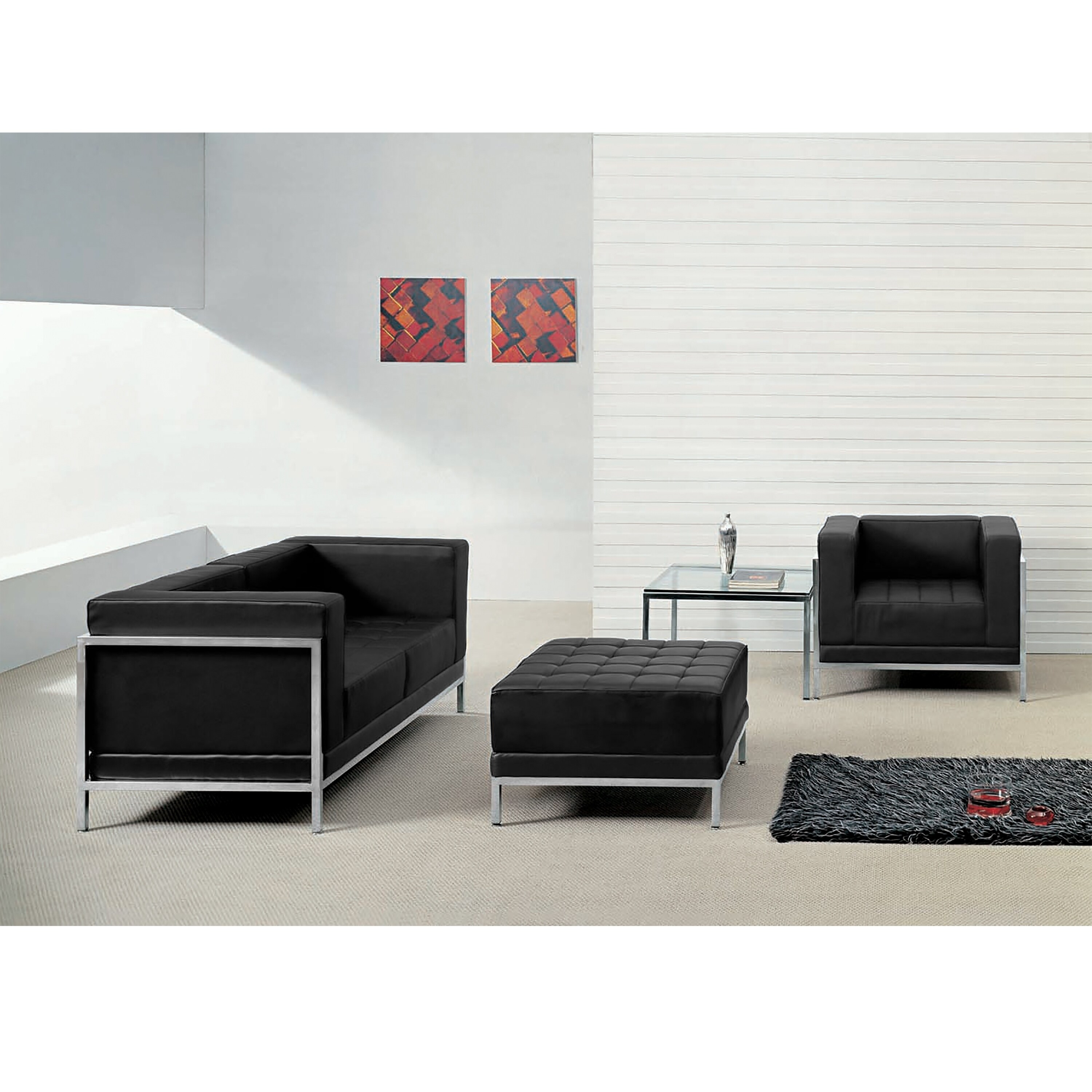 Flash Furniture Hercules Imagination Series Black Leather Loveseat Flash Furniture Hercules Imagination Series Black Leather Loveseat Chair And Ottoman Set