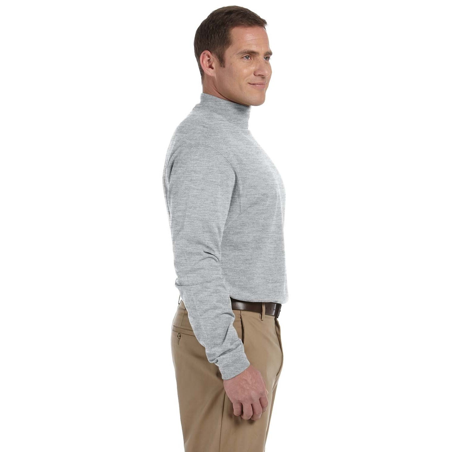 Download Sueded Men's Grey Heather Cotton Jersey Mock Turtleneck