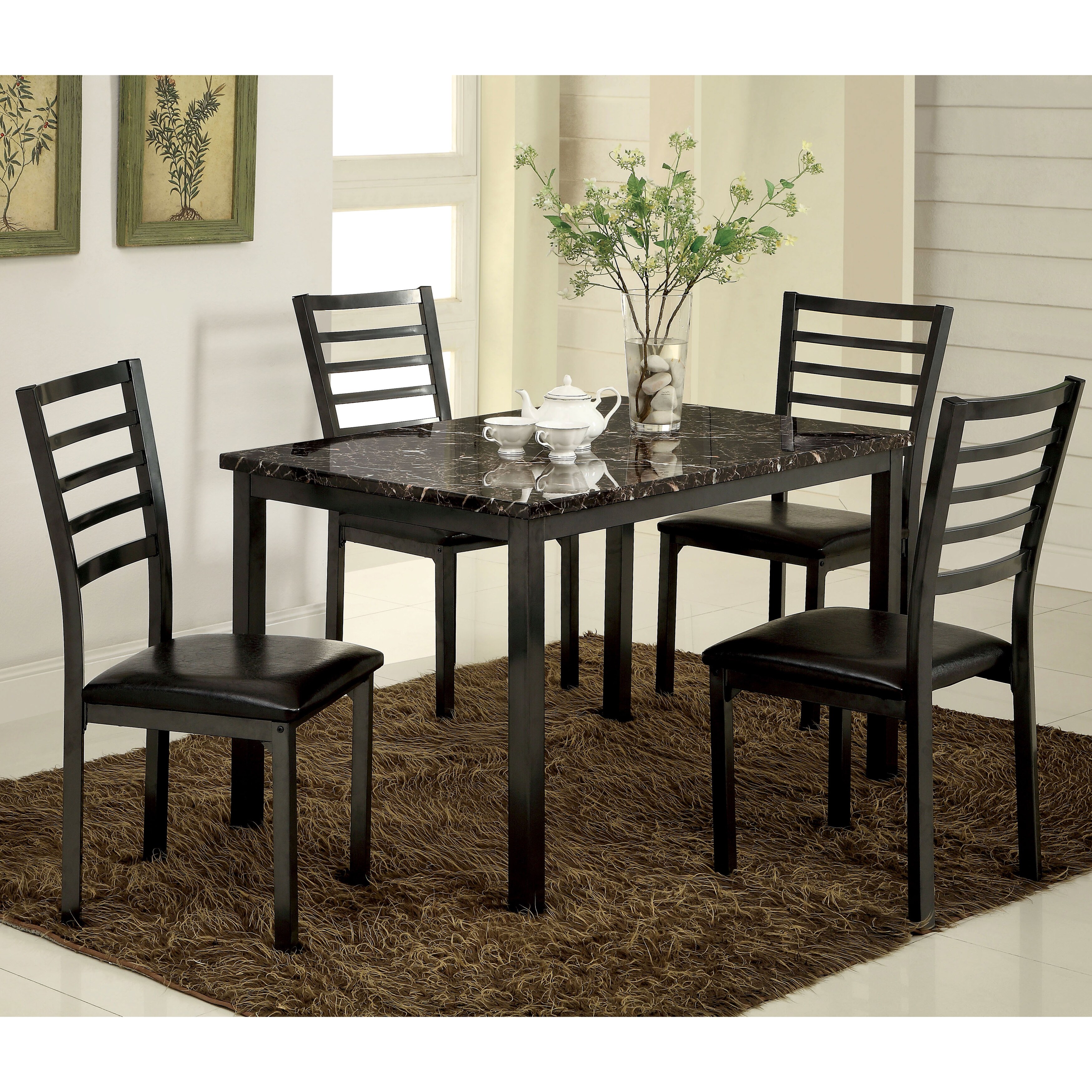 Dining Sets Room Table Chair Kmart Furniture Of America Hartley 5 Piece Black Dining Set