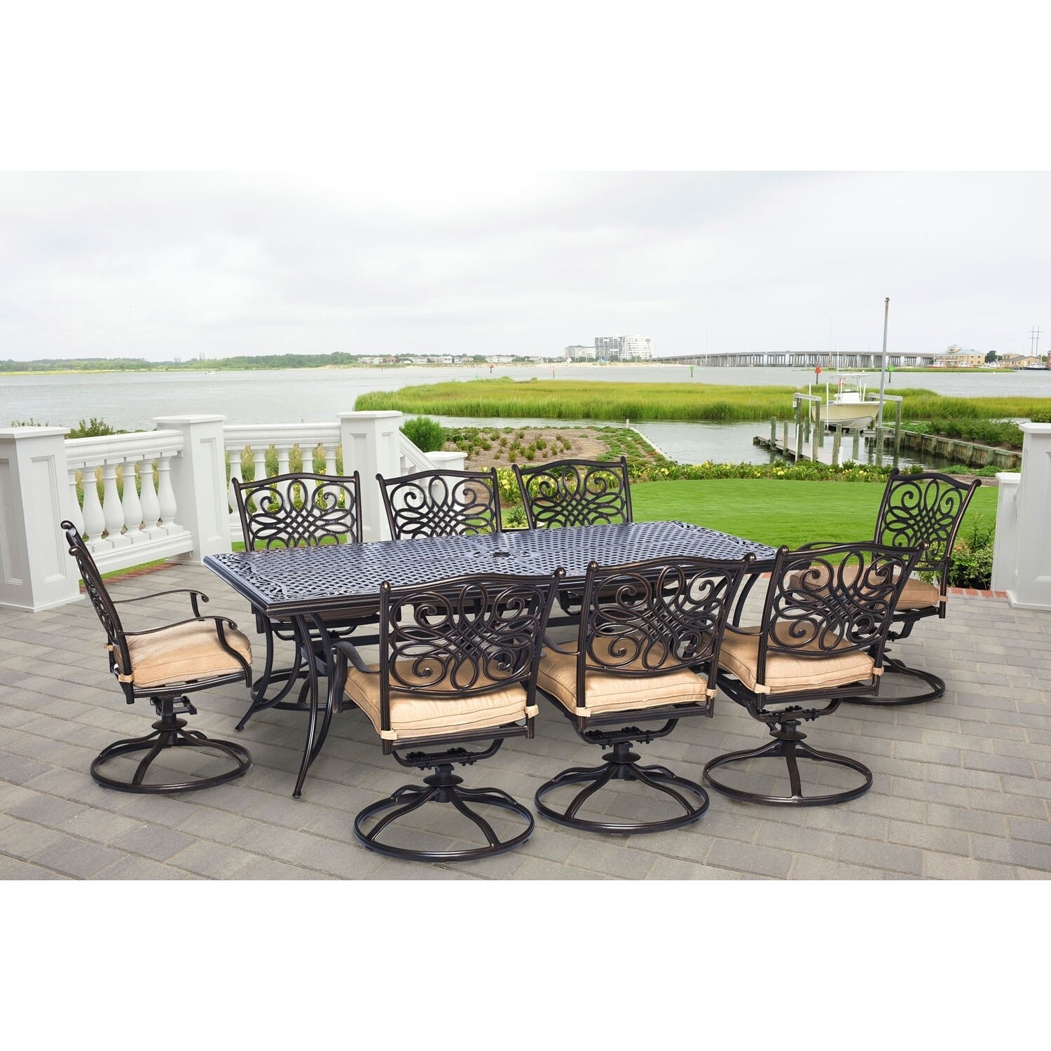 Dining Sets Room Table Chair Kmart Hanover Outdoor Traddn9pcsw 8 Traditions 9 Piece Dining Set
