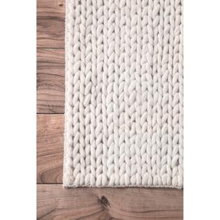Nuloom Handmade Braided Cable White New Zealand Wool Rug 8 Nuloom Handmade Braided Cable White New Zealand Wool Rug 8 X 10