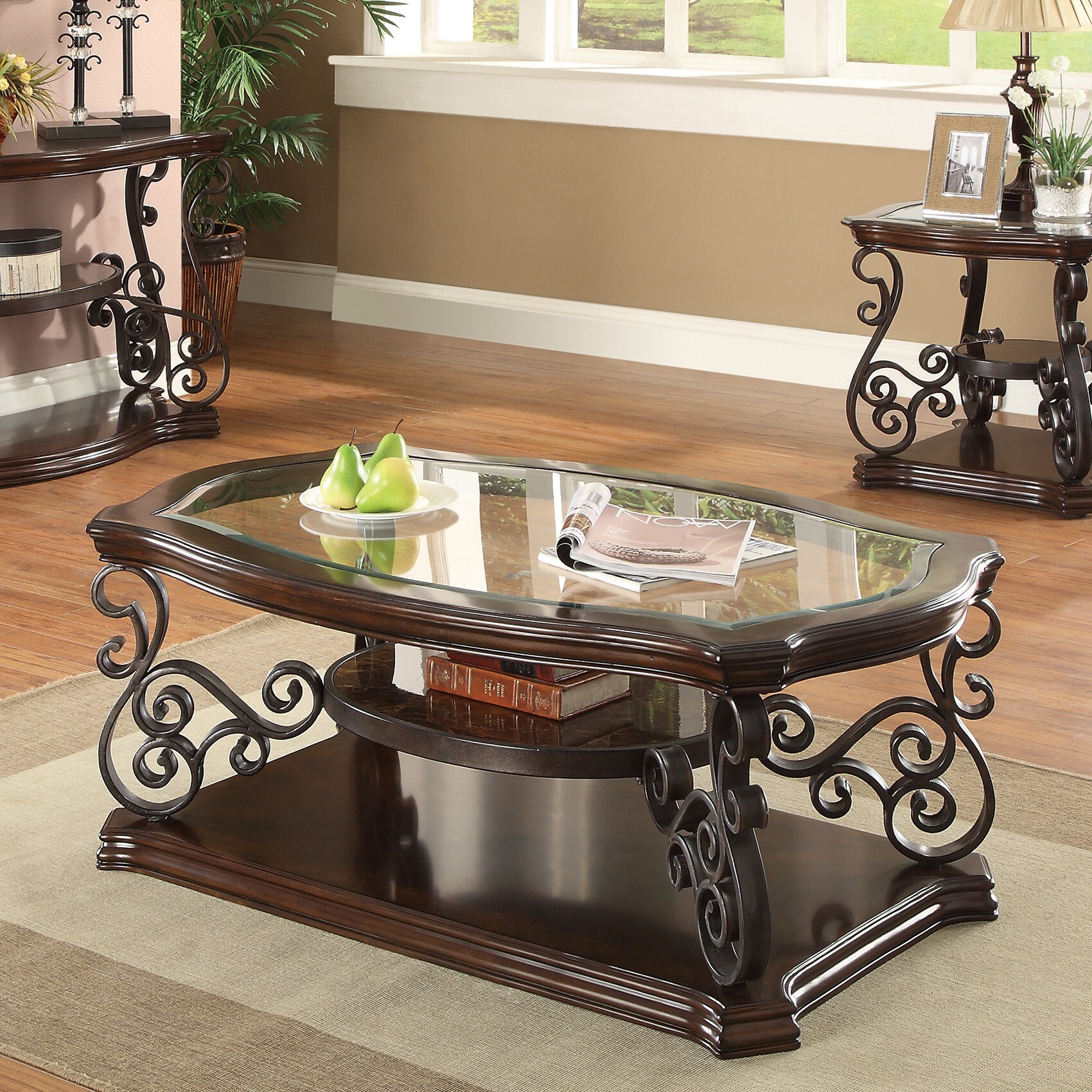 Coaster Accent Tables Kmart Coaster Occasional Group Glass Top Coffee Table In Dark Brown