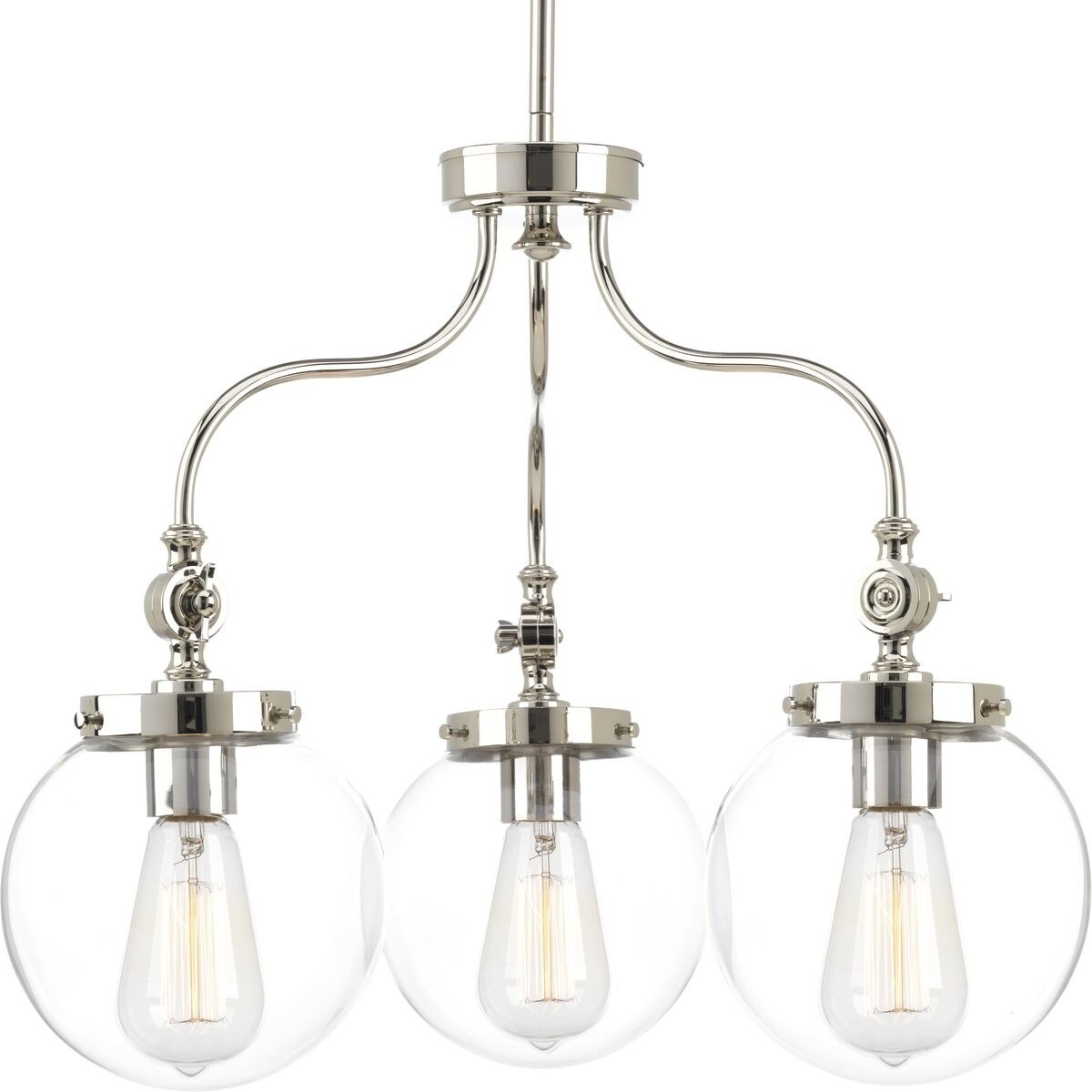 Replacement Glass For Progress Lighting Progress Lighting P4769 104 Penn Polished Nickel Finish Steel Glass Three Light Chandelier
