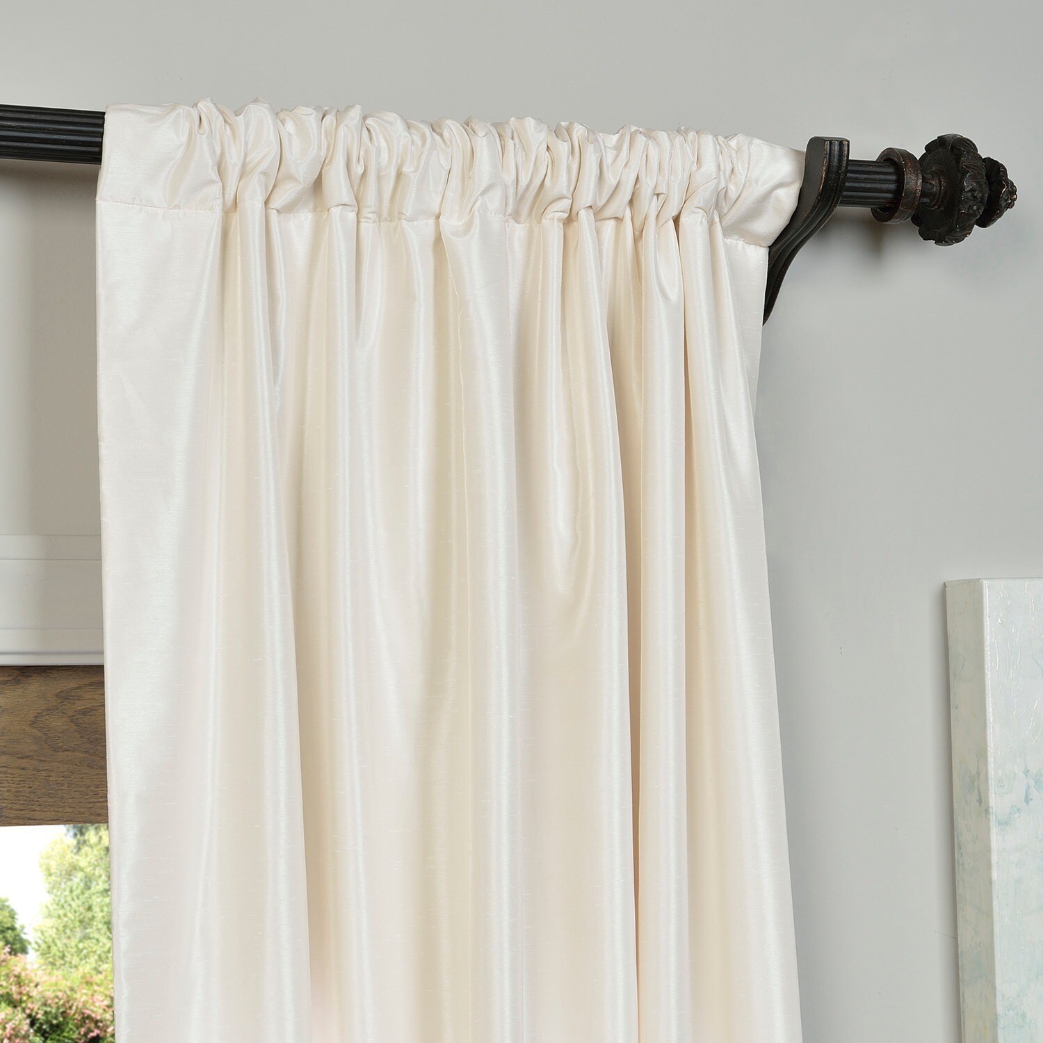 Exclusive Fabrics Off White Vintage Faux Textured Dupioni Silk Exclusive Fabrics Off White Vintage Faux Textured Dupioni Silk Curtain Panel