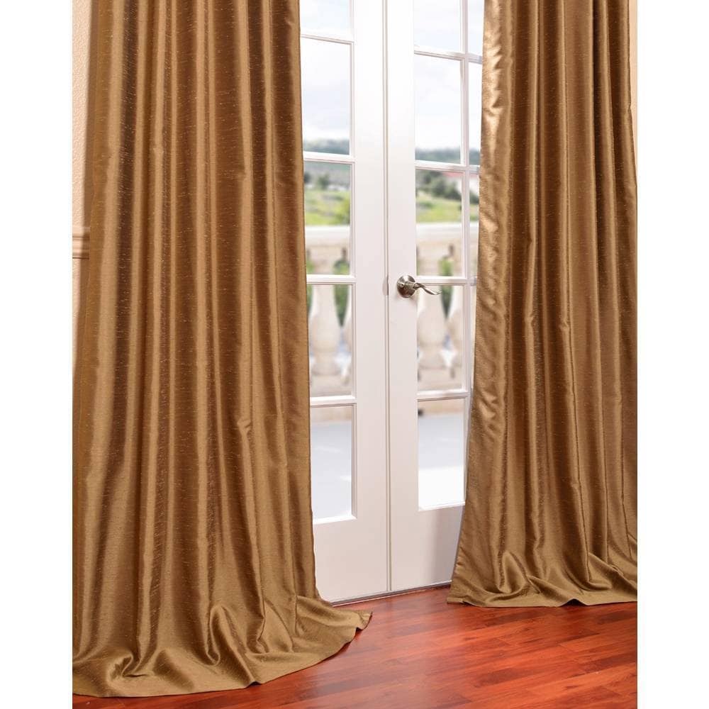 Exclusive Fabrics Empire Gold Yarn Dyed Faux Dupioni Silk Curtain Panel