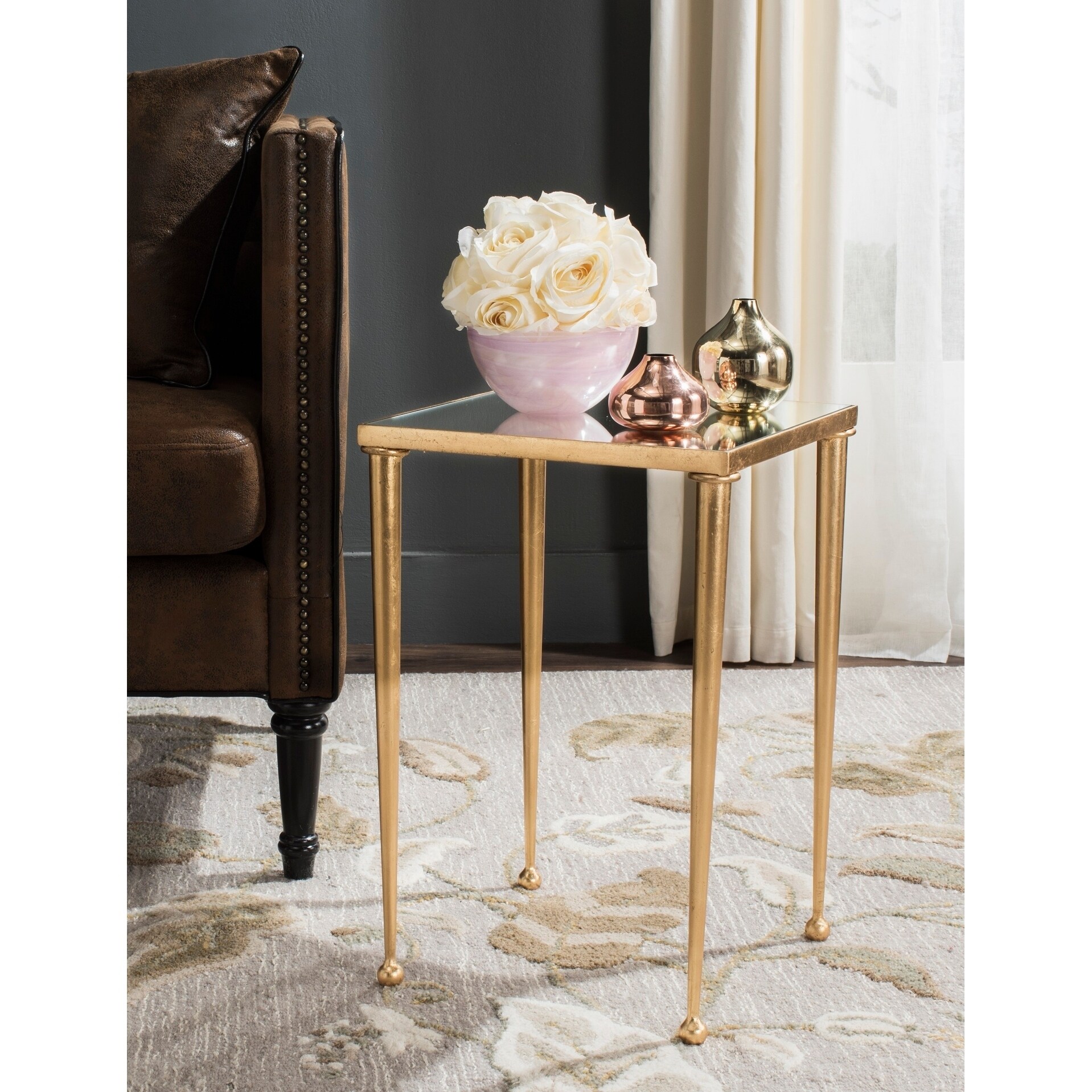 Safavieh Nyacko Antique Gold Leaf End Table Safavieh Nyacko Antique Gold Leaf End Table 2