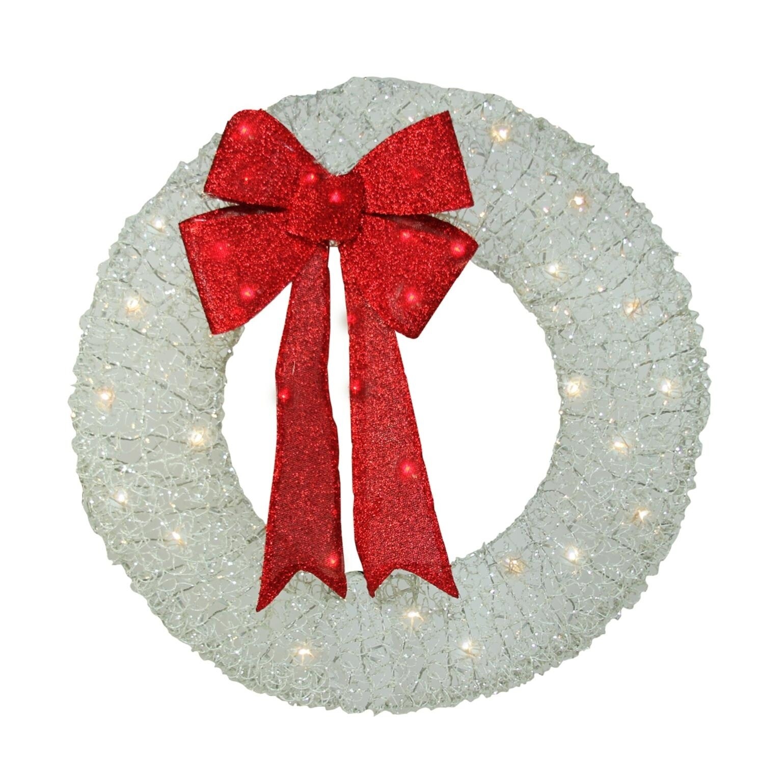 Wreaths Holiday Sears Nbsp 36 Pre Lit White And Red Outdoor Wreath Warm