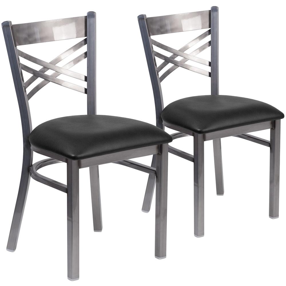 Lancaster Home HERCULES Series Clear Coated 'X' Back Metal Restaurant Chair (Pack of 2)