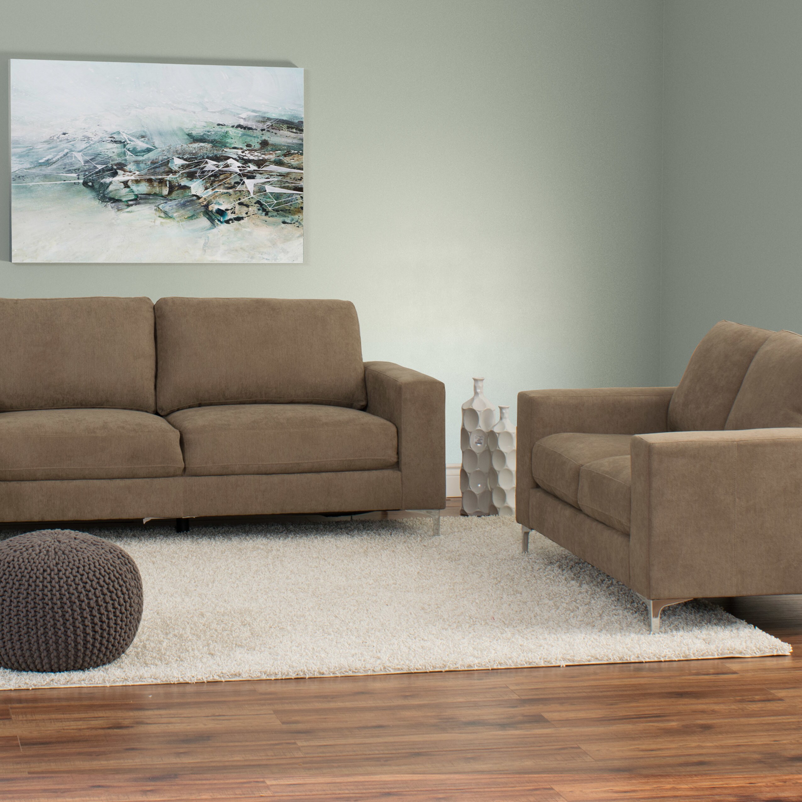 Corliving Cory 2pc Chenille Fabric Sofa Set