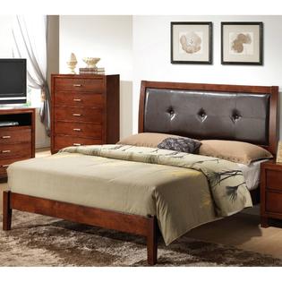 Lyke Home Cherry Padded Headboard Bed