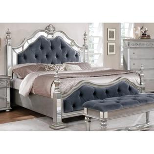 Best Quality Furniture Glam Grey 4 Piece Bedroom Set
