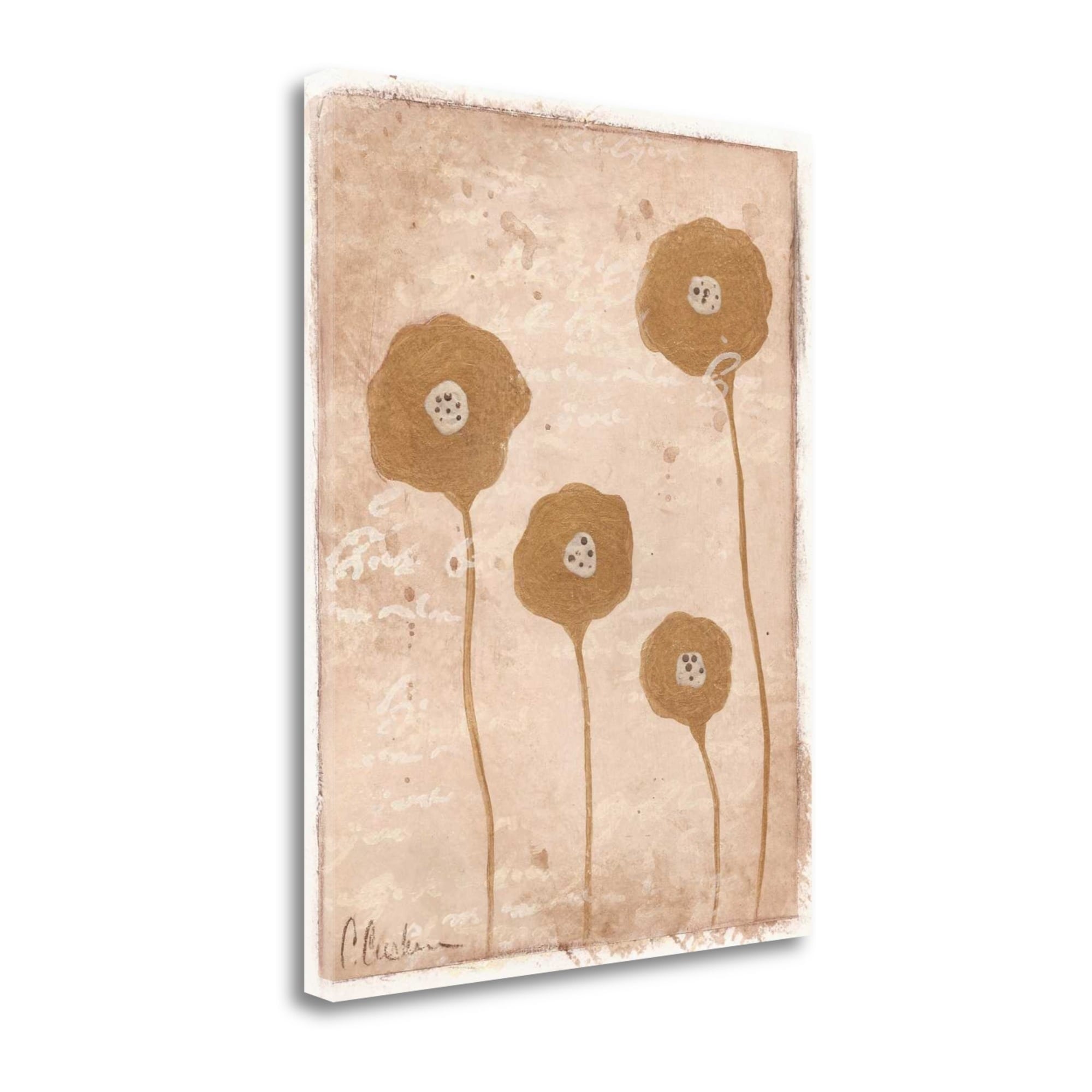 Tangletown Fine Art Golden Flowers By Cassandra Cushman,  Gallery Wrap Canvas 18" x 23"