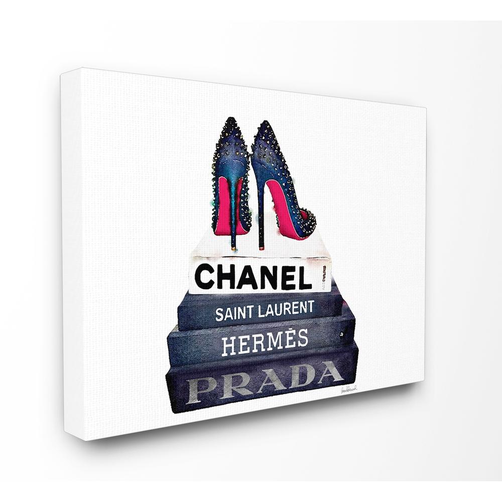 Stupell Industries Glam Fashion Books w/ Stud Pumps Stretched Canvas Wall Art
