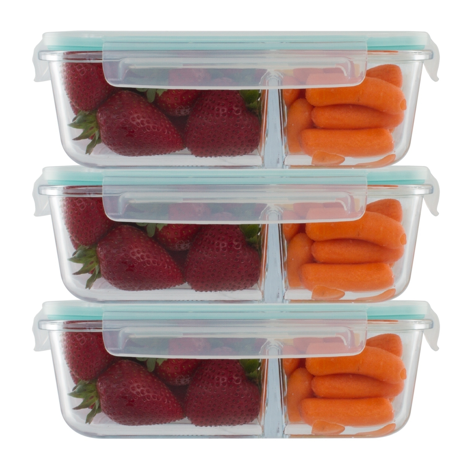 Imperial Home 3 Pack Divider Compartment Glass Meal Prep Container Imperial Home 3 Pack Divider Compartment Glass Meal Prep Container Locking Lid