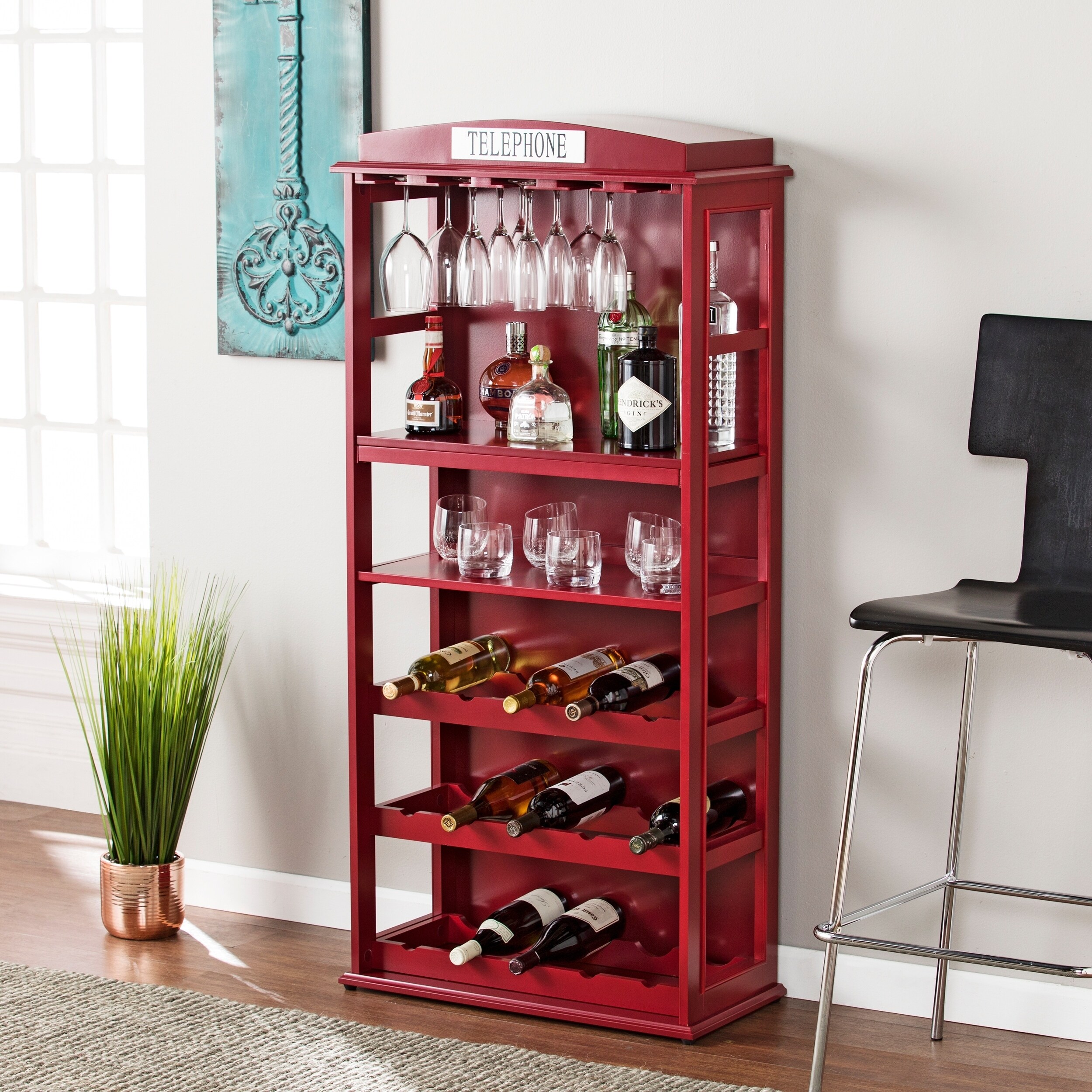 Harper Blvd Nigel Phone Booth Bar Cabinet W Wine Storage Rich Harper Blvd Nigel Phone Booth Bar Cabinet W Wine Storage Rich Burdy Red