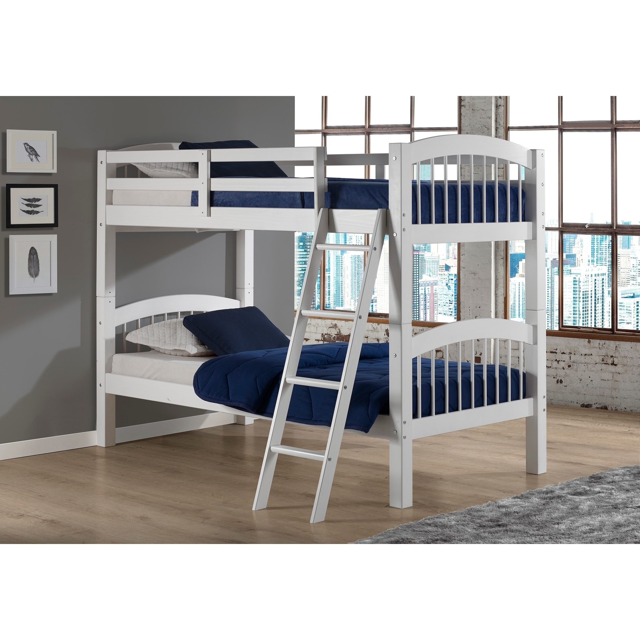 Bolton Furniture Spindle Twin Over Bunk Bed White