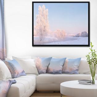 Design Art Designart White Crystal Tree And Landscape Landscape Print Wall Framed Canvas Artwork
