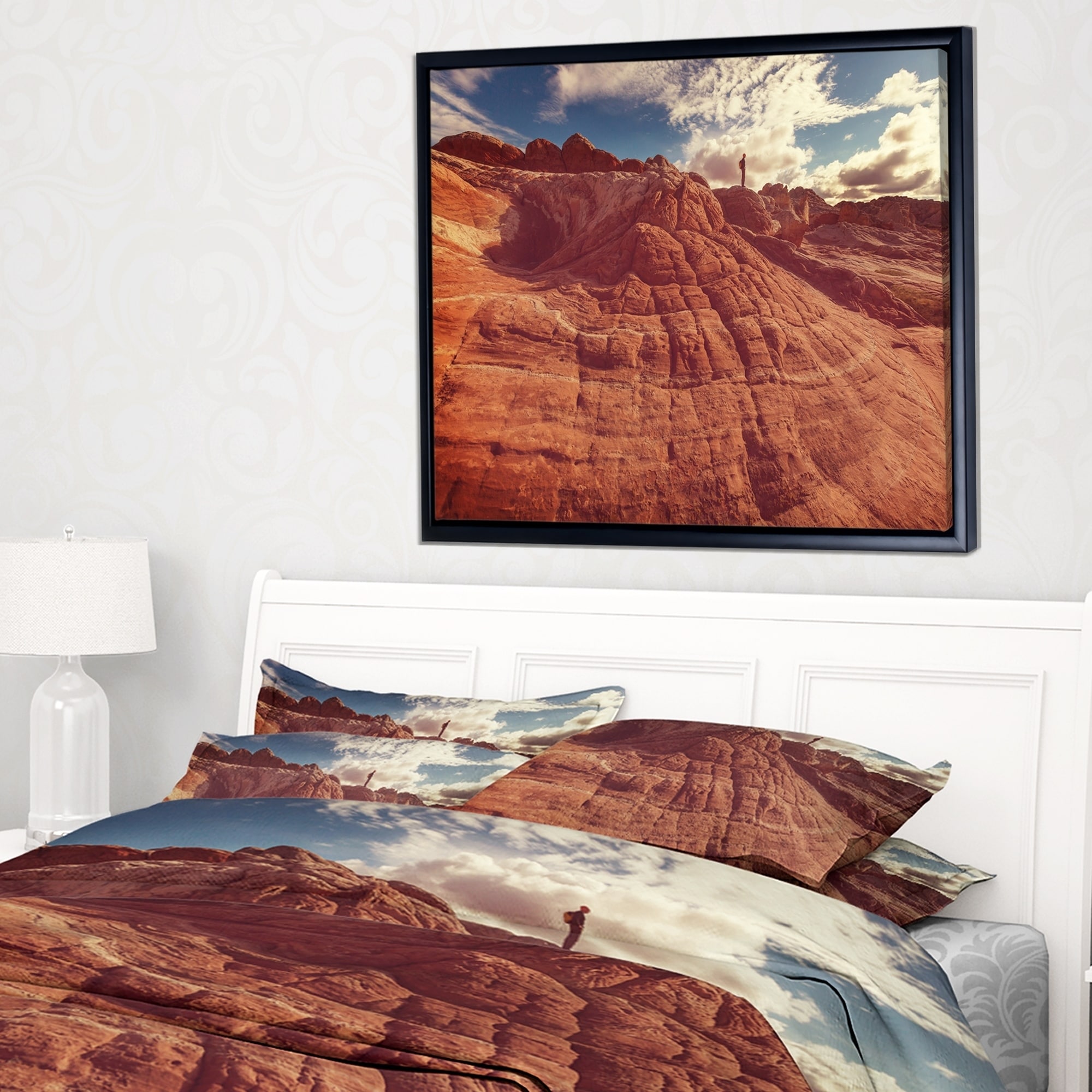 DESIGN ART Designart 'Vermilion Cliffs At Sunrise' Oversized Landscape Framed Canvas Art