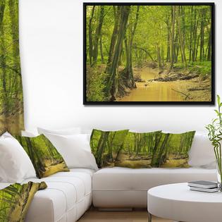 Design Art Designart Creek In Wild Green Forest Oversized Forest