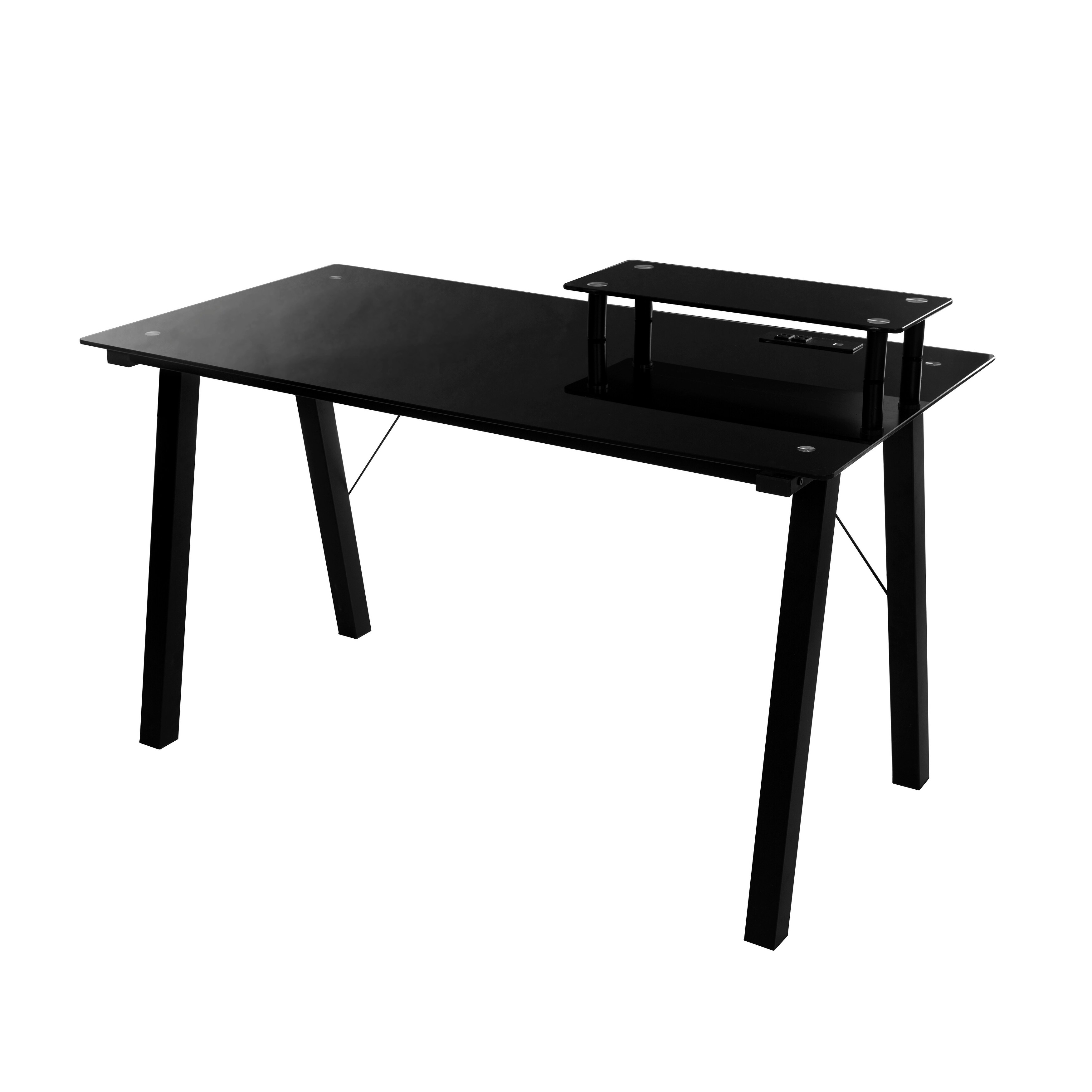 Onespace 50 Ld500505 Simply Glass Desk With Desktop Printer Stand Onespace 50 Ld500505 Simply Glass Desk With Desktop Printer Stand And Usb A
