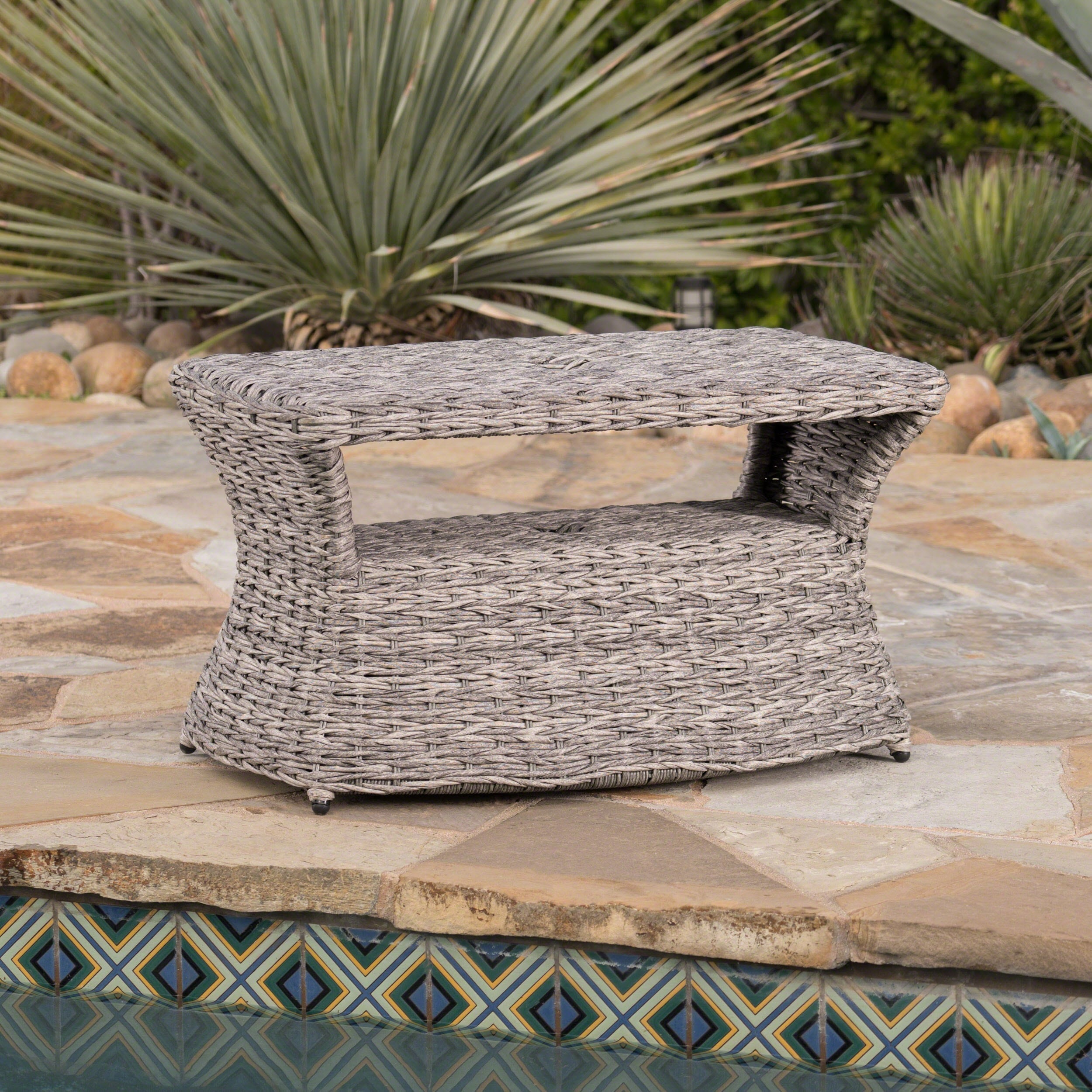Outdoor Grey Wicker Side Table Designs Christopher Knight Home Berkeley Outdoor Aluminum Wicker Side Table
