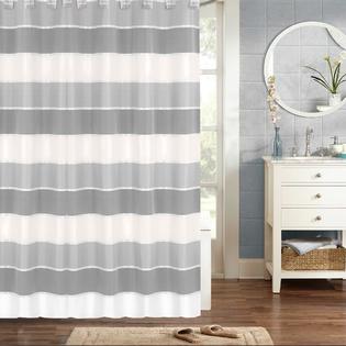 Sweet Home Collection Sweet Home Collection Modern Grey Striped Shower Curtain