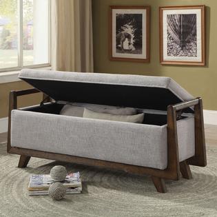 Furniture of america furniture of america kito mid century modern style padded fabric storage bench