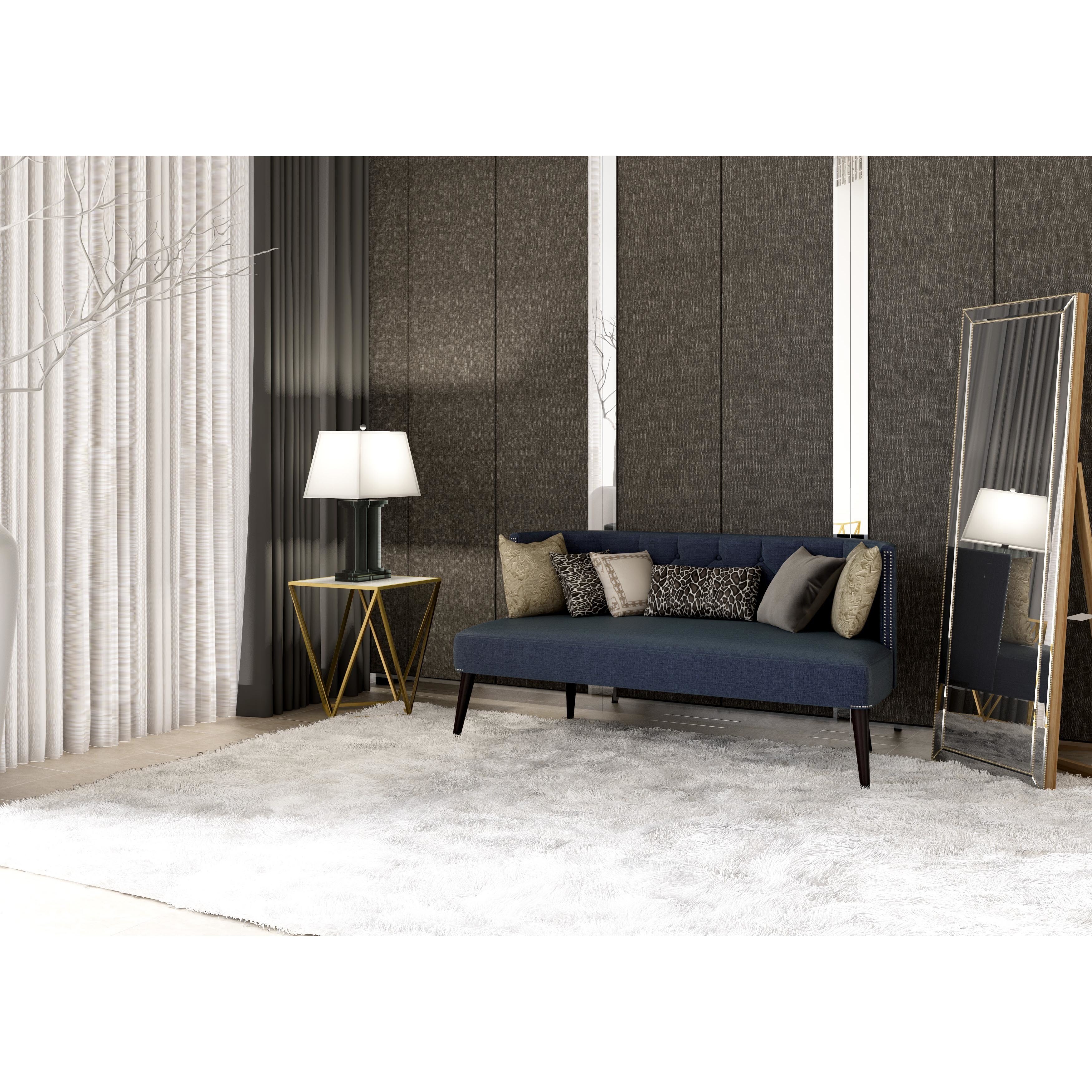 Abbyson Living Cosmo Silver Finish Gold Nailhead Trim Floor Abbyson Living Cosmo Silver Finish Gold Nailhead Trim Floor Mirror