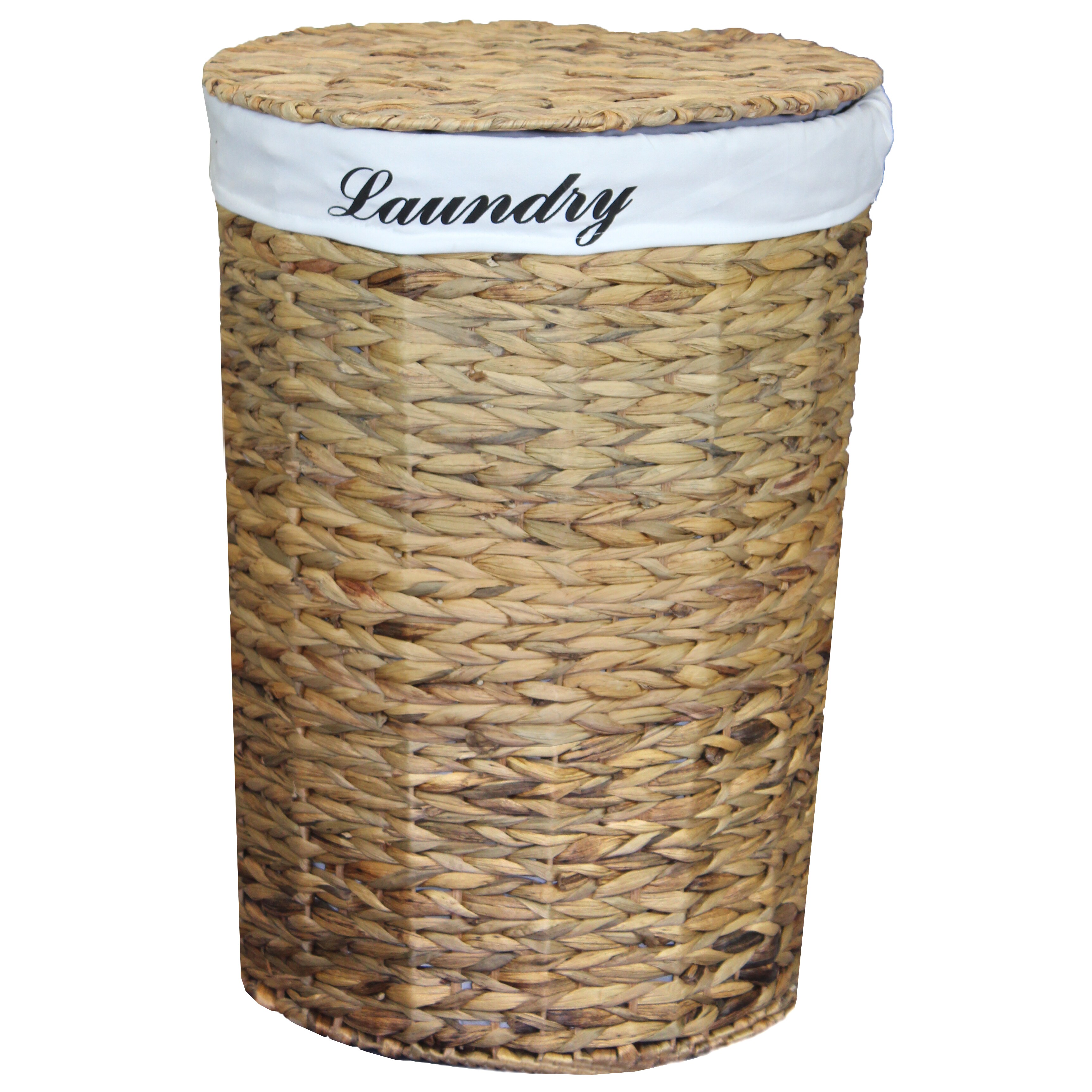Vintiquewise Woven Water Hyacinth Round Linen Lined Laundry Hamper Vintiquewise Woven Water Hyacinth Round Linen Lined Laundry Hamper With Lid Set Of 2