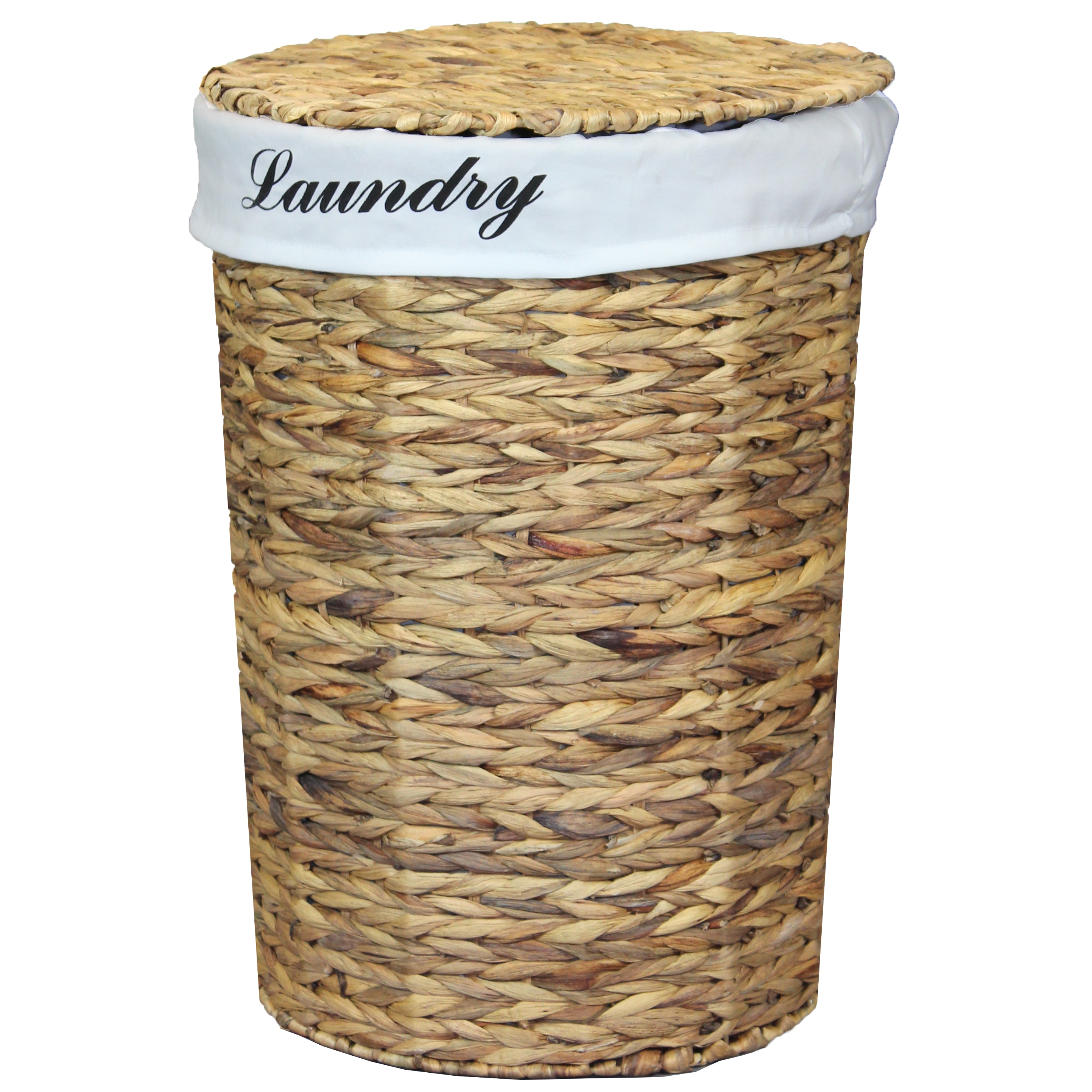 Vintiquewise Woven Water Hyacinth Round Linen Lined Laundry Hamper Vintiquewise Woven Water Hyacinth Round Linen Lined Laundry Hamper With Lid Set Of 2