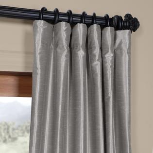 Exclusive Fabrics Silver Vintage Faux Textured Dupioni Silk Curtain