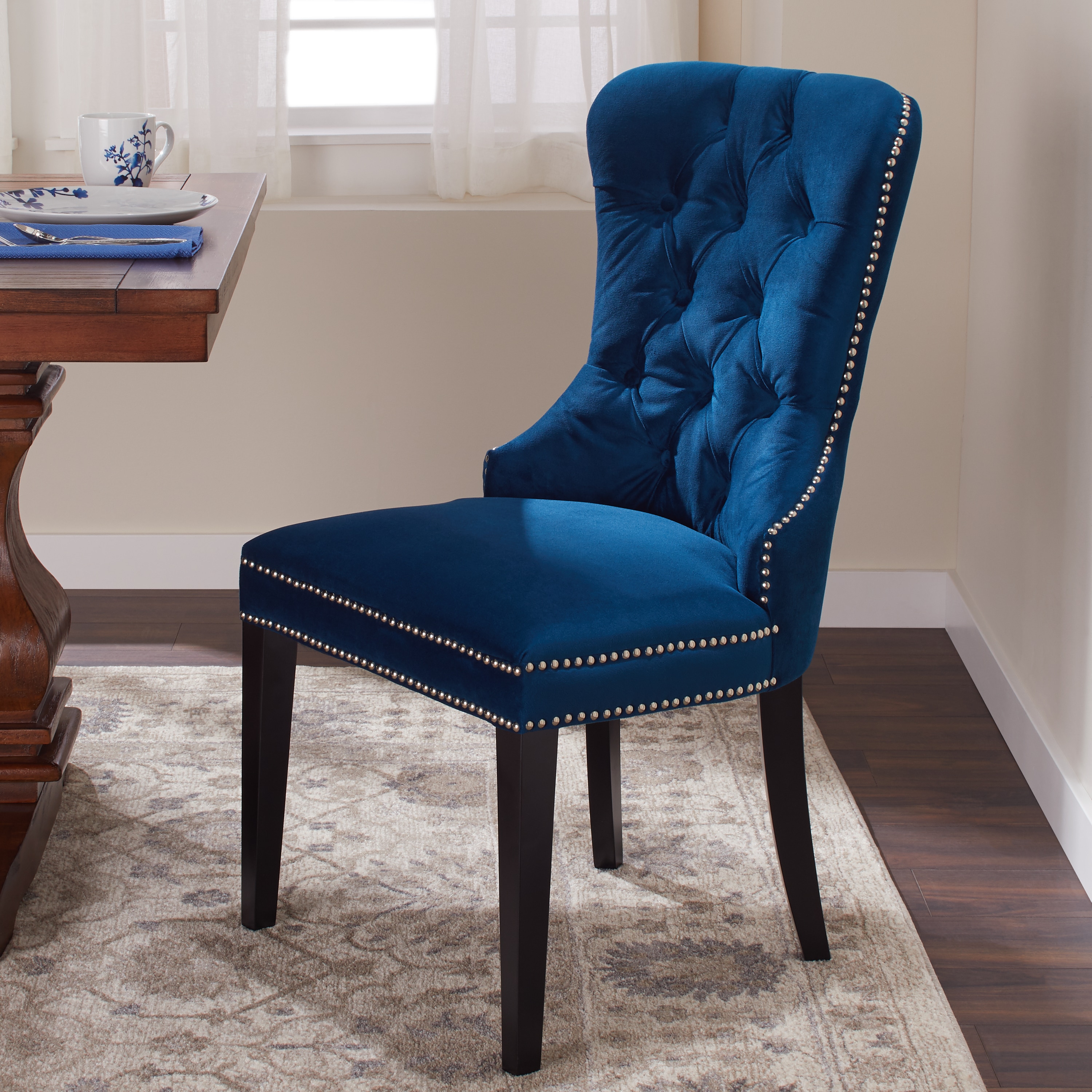 Abbyson Living Versailles Blue Tufted Dining Chair Navy Abbyson Living Versailles Blue Tufted Dining Chair Navy 2