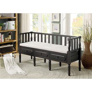 Furniture Of America Marius Transitional Padded 3 Drawer Storage Bench