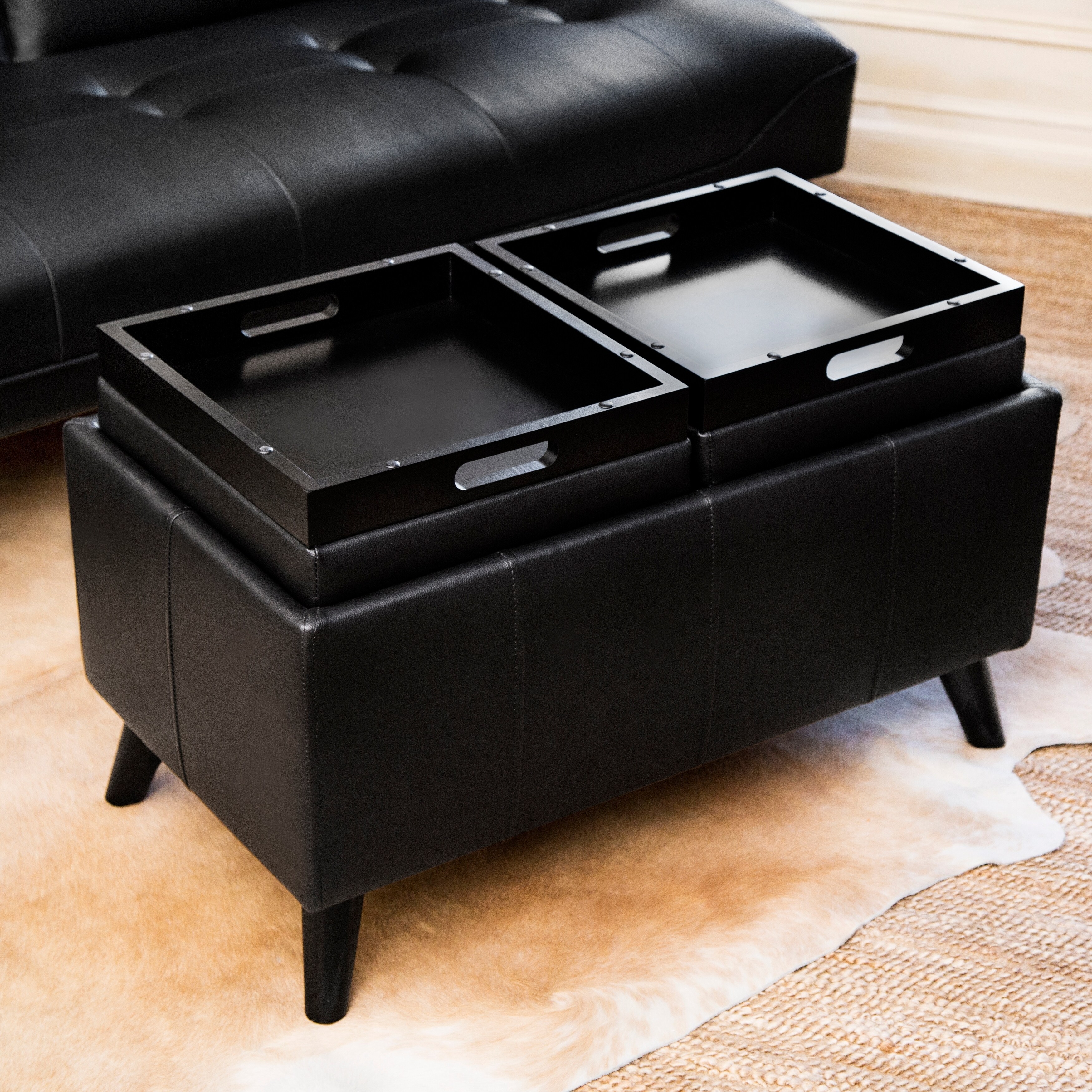 Abbyson Living Venice Bonded Leather Convertible Ottoman