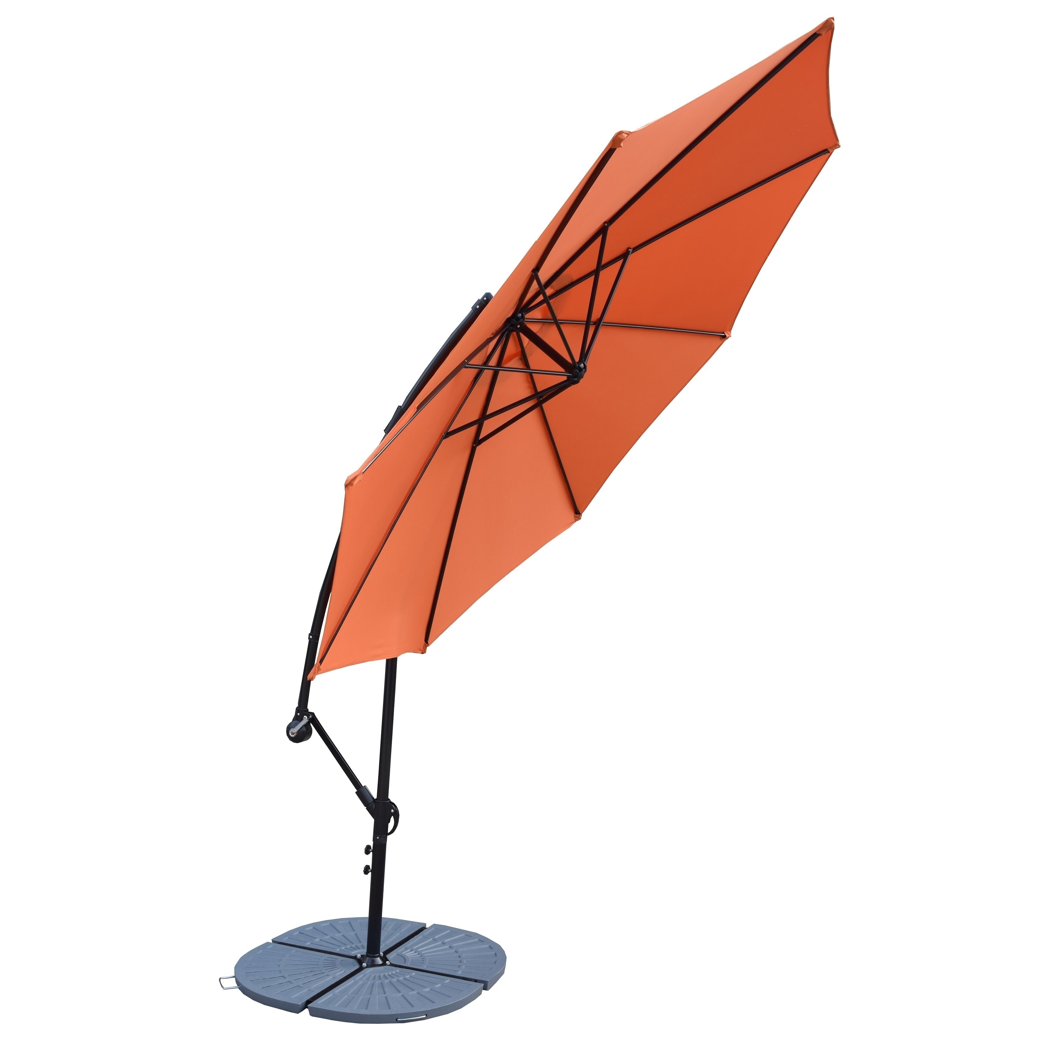 Patio Umbrellas Bases Orange Sears Oakland Living Corporation Troy Orange Polyester And Grey Polyresin 10 Foot Cantilever Umbrella
