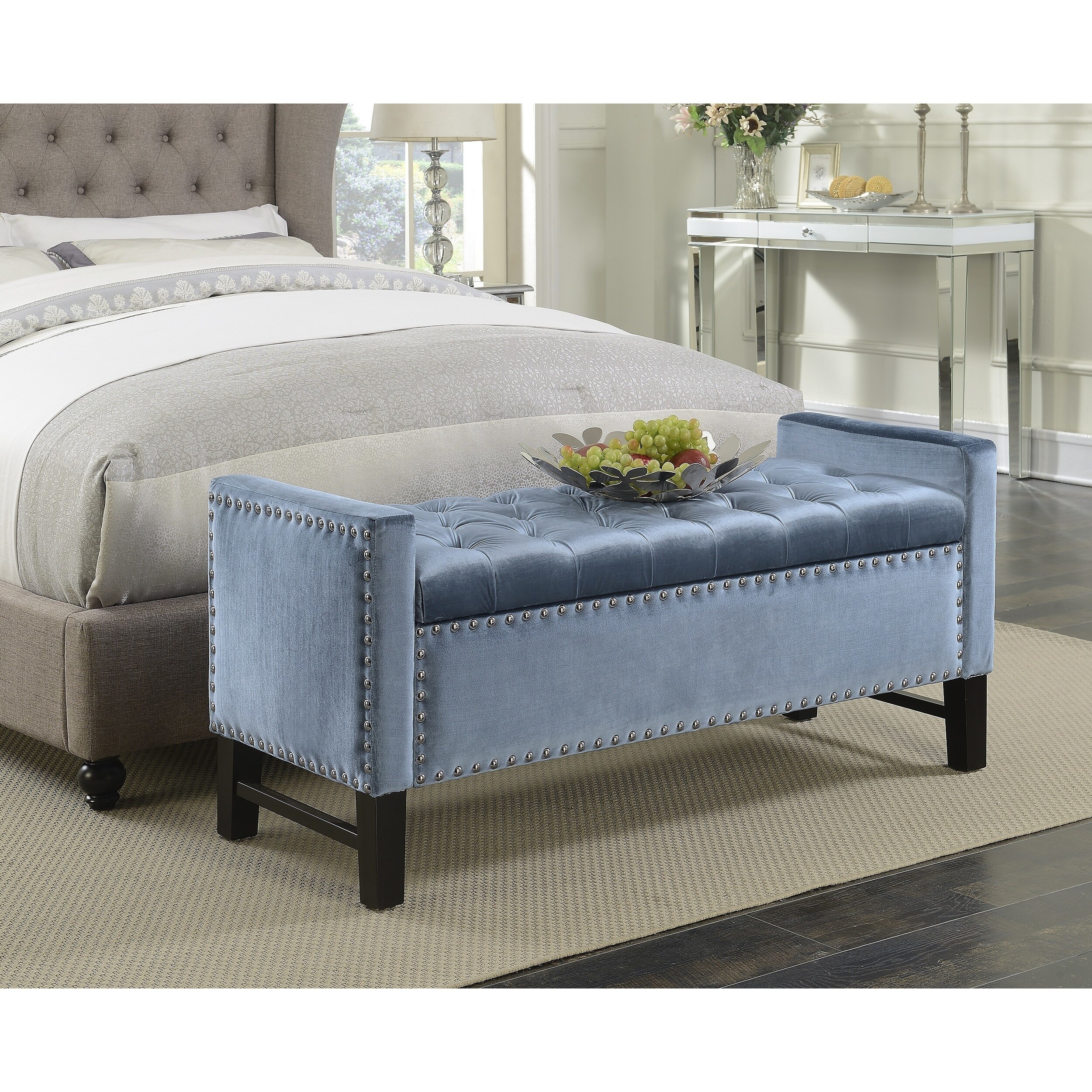 Chic Home Harvey Neo Traditional Velvet Tufted Storage Bench Chic Home Harvey Neo Traditional Velvet Tufted Storage Bench