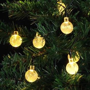 C Fairy Lights White Crystal Ball Solar Powered 30 Light C Fairy Lights White Crystal Ball Solar Powered 30 Light Outdoor Garden Fence Path Landscape Decorative String