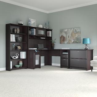 Bush Furniture Cabot L Shaped Desk With Hutch Lateral File