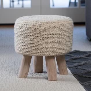 Christopher Knight Home Montana Knitted Fabric Round Ottoman Stool