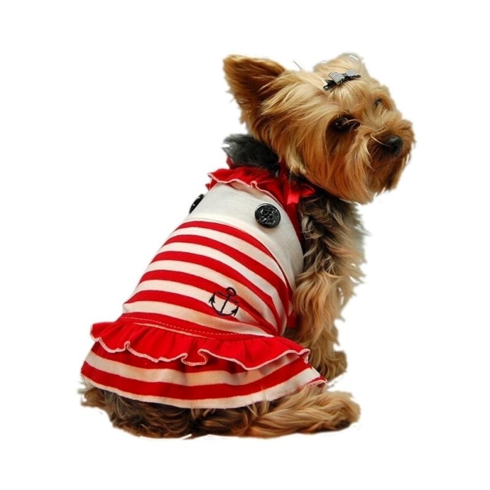 ANIMA  Red & White Stripe Sailor Dog Dress