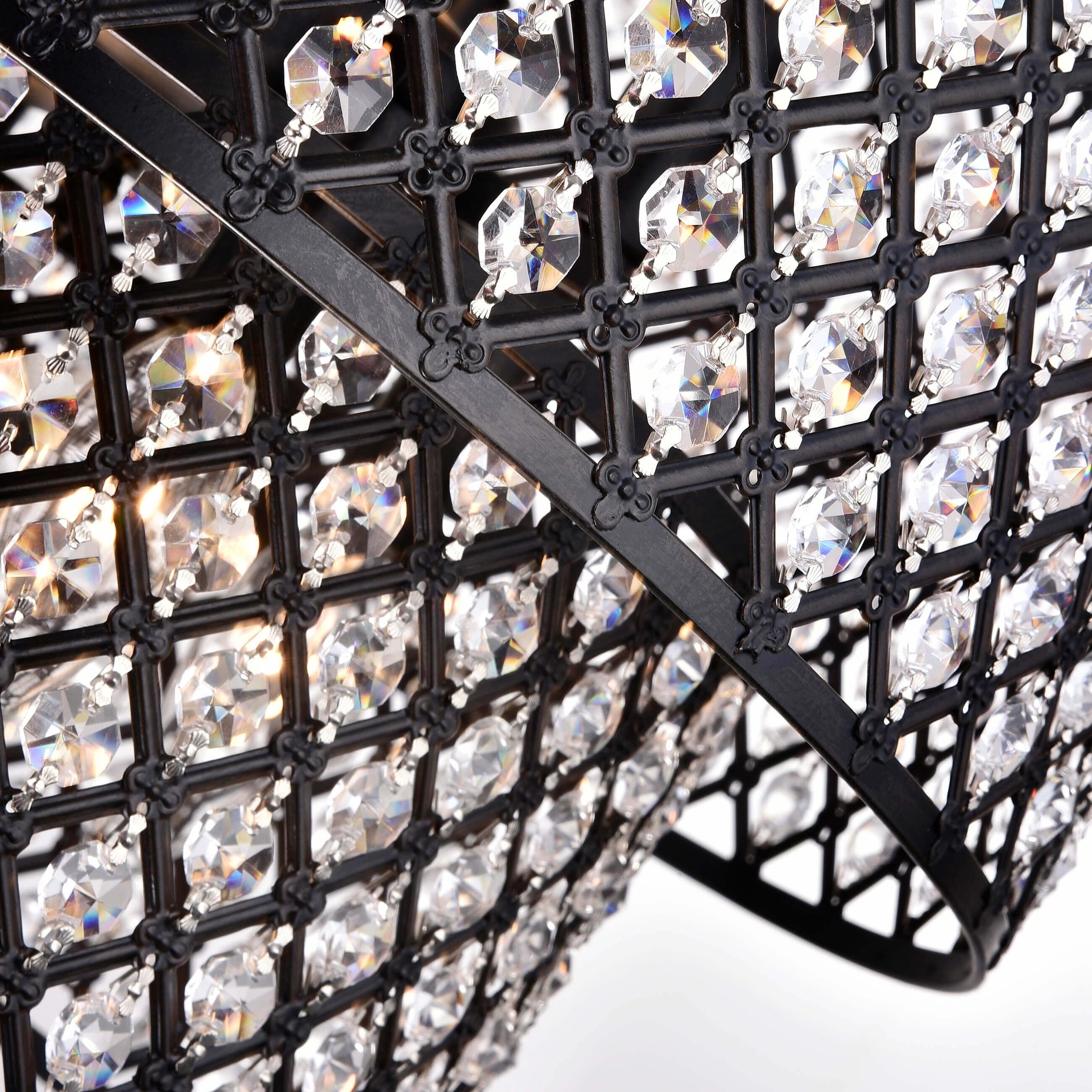 The Lighting Antique Black 8 Light Double Round Crystal Chandelier