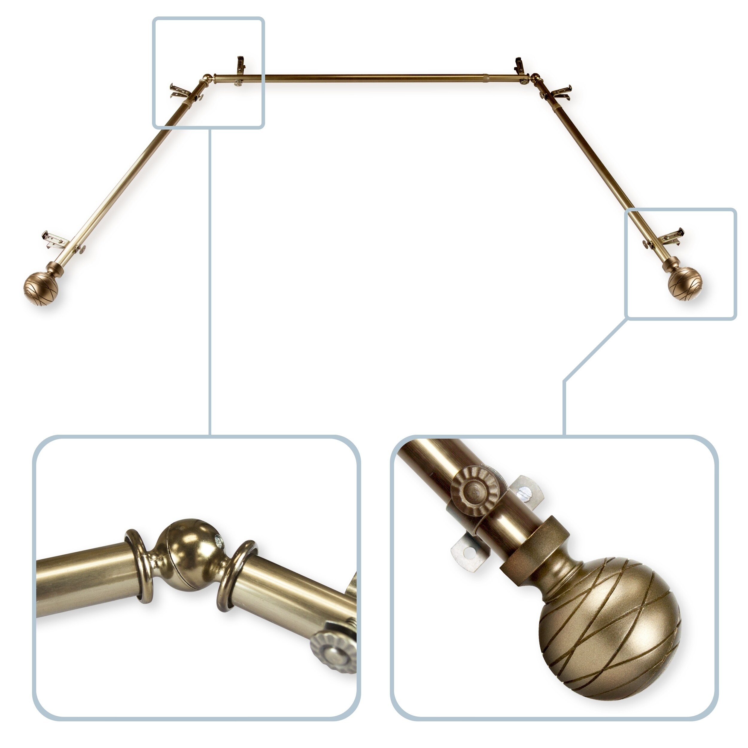Instyledesign Desmond 13 16 Bay Window Curtain Rod 20 36 Inches Instyledesign Desmond 13 16 Bay Window Curtain Rod 20 36 Inches 38 72