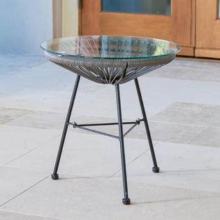 Corvus Sarcelles Modern Woven Wicker Patio Side Table With Corvus Sarcelles Modern Woven
