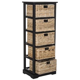 Safavieh Vedette Distressed Black 5 Drawer Wicker Basket Storage Safavieh Vedette Distressed Black 5 Drawer Wicker Basket Storage Tower Amh5739a