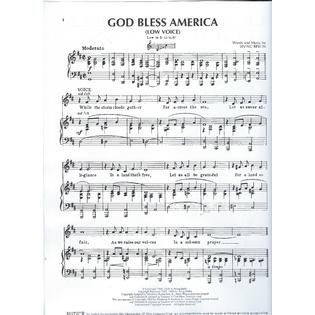 Hal Leonard Corp 5059 Irving Berlin God Bless America Low Voice D Sheet Music