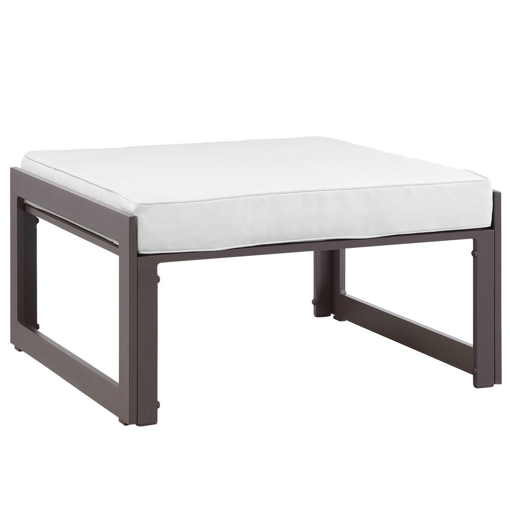 LexMod Fortuna Outdoor Patio Ottoman in Brown White