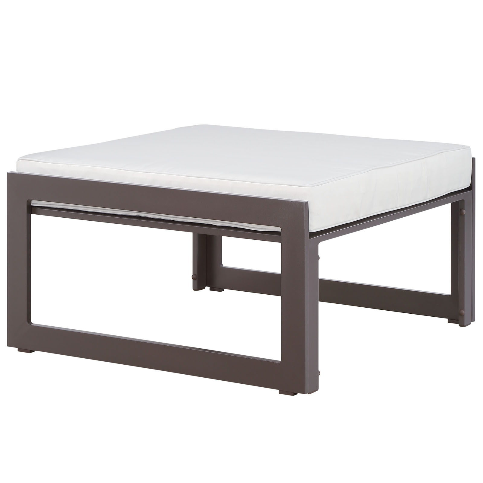 LexMod Fortuna Outdoor Patio Ottoman in Brown White