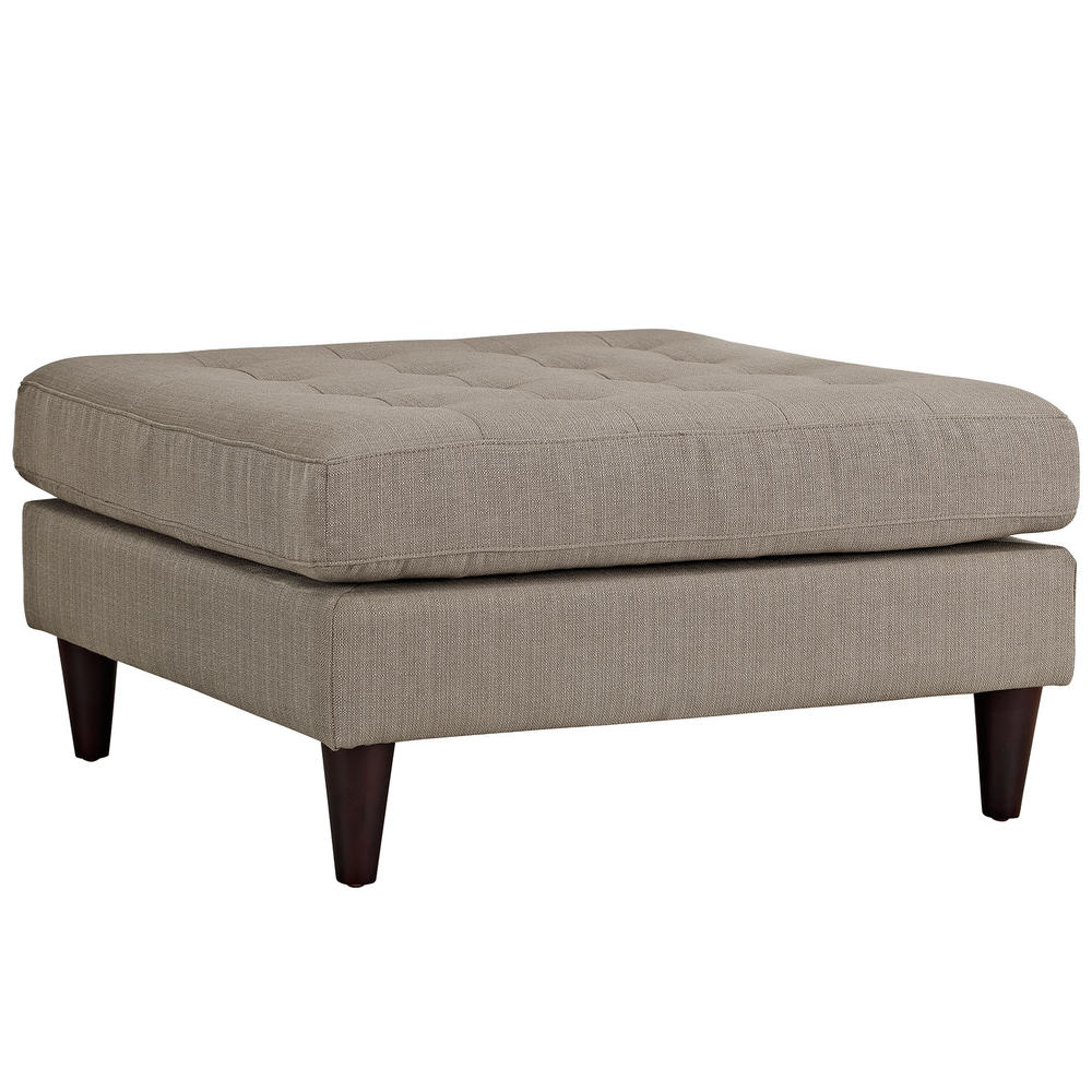 LexMod Empress Upholstered Fabric Large Ottoman in Granite