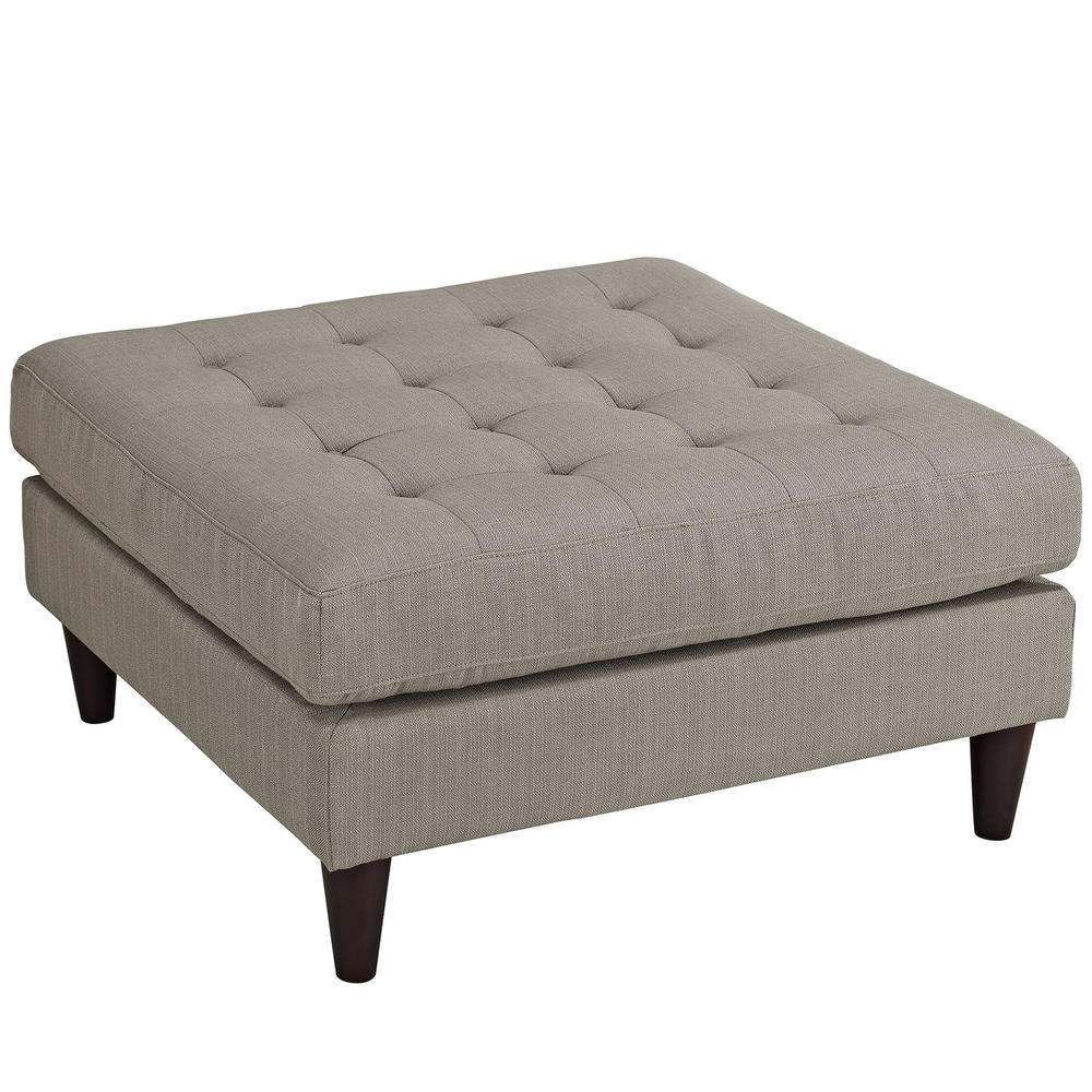 LexMod Empress Upholstered Fabric Large Ottoman in Granite